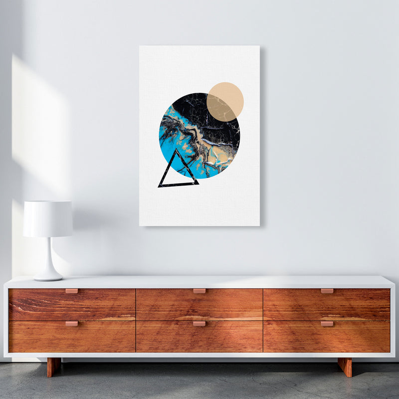 Blue Sand Abstract Circles Modern Print A1 Canvas