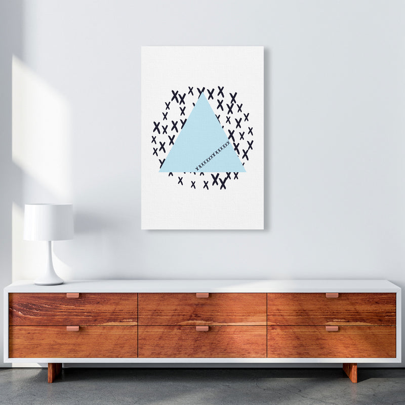 Blue Triangle With Crosses Abstract Modern Print A1 Canvas
