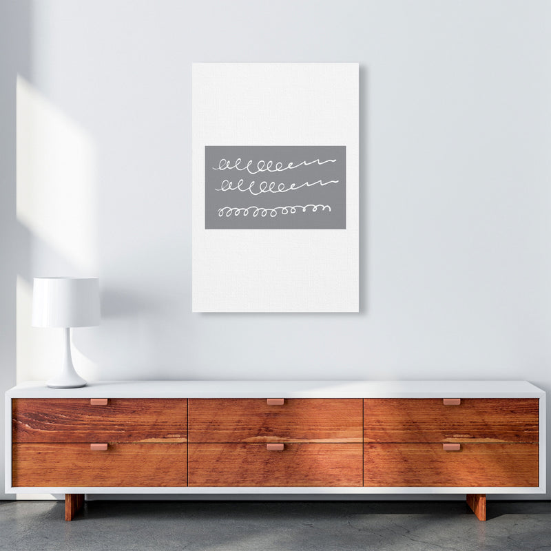 Grey Rectangle Swirls Abstract Modern Print A1 Canvas