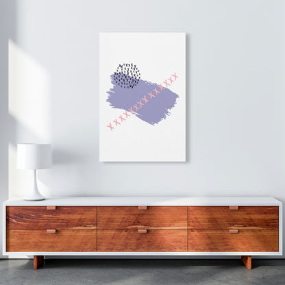 Purple X Paint Brush Abstract Modern Print A1 Canvas