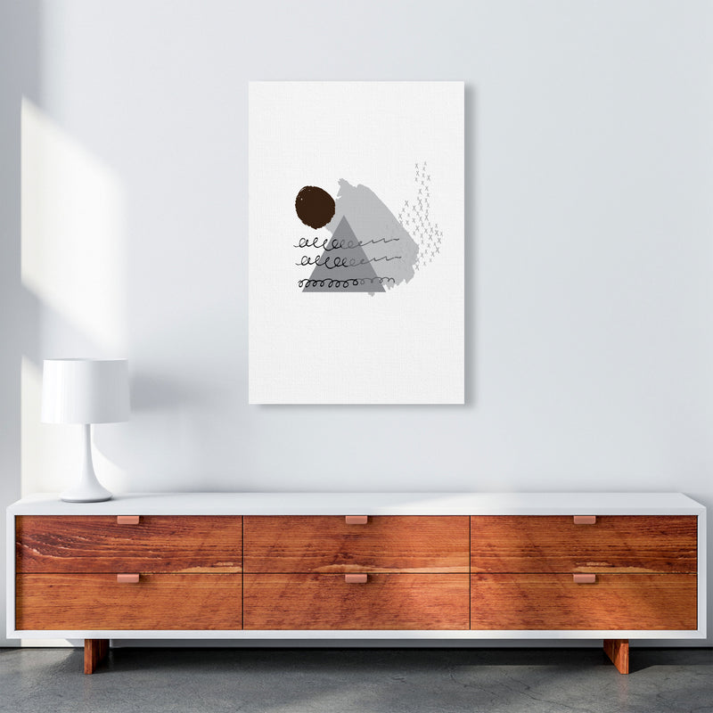 Grey And Black Mountain Sun Abstract Modern Print A1 Canvas