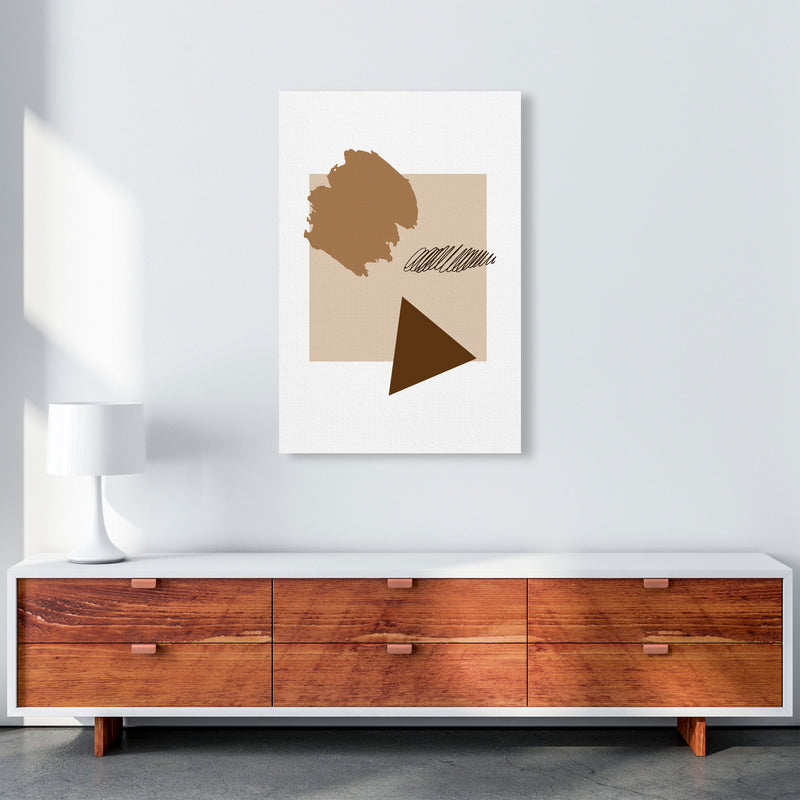 Taupe Square Mismatch Abstract Modern Print A1 Canvas