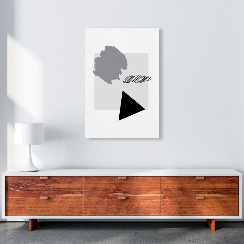 Grey Square Mismatch Abstract Modern Print A1 Canvas