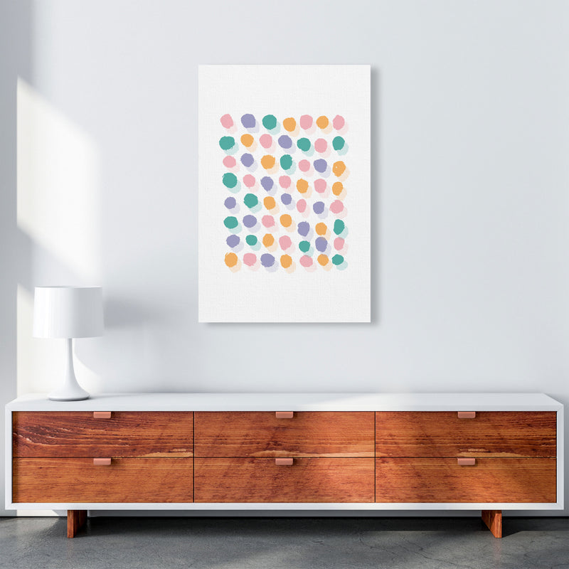 Pink Polka Dots Abstract Modern Print A1 Canvas