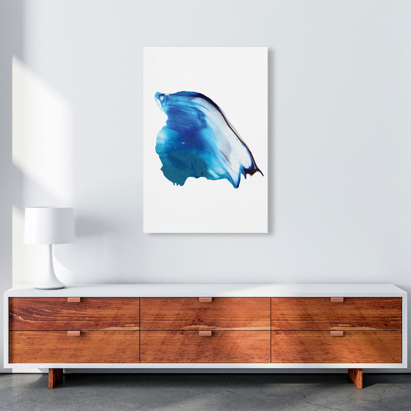 Blue Abstract Paint Stroke Modern Print A1 Canvas