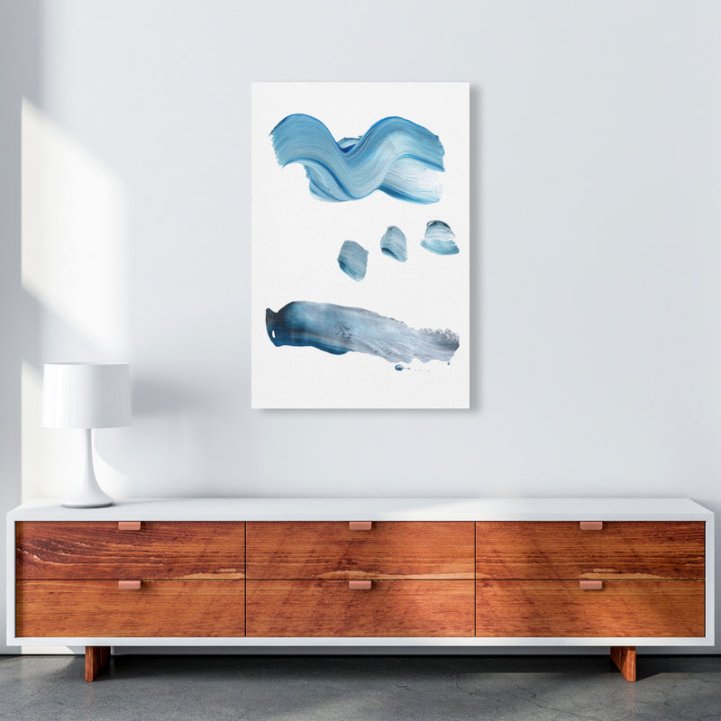Light Blue Abstract Paint Strokes Modern Print A1 Canvas