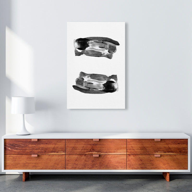 Black Abstract Paint Strokes Modern Print A1 Canvas