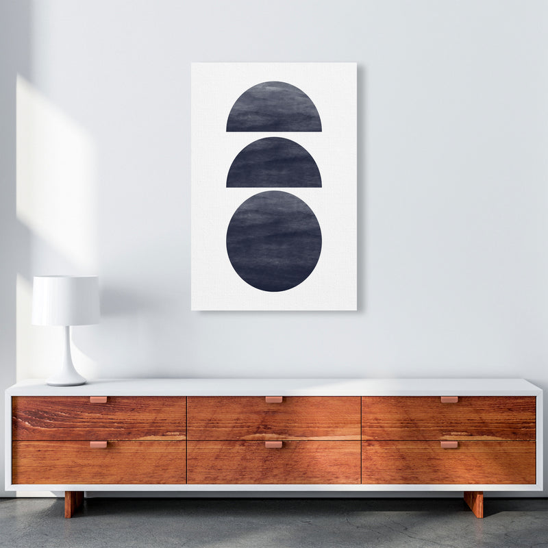 Abstract Navy Circles Modern Print A1 Canvas
