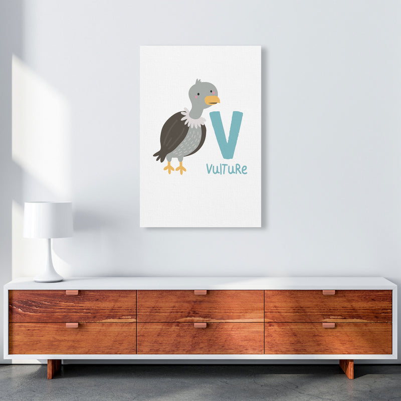 Alphabet Animals, V Is For Vulture Framed Nursey Wall Art Print A1 Canvas