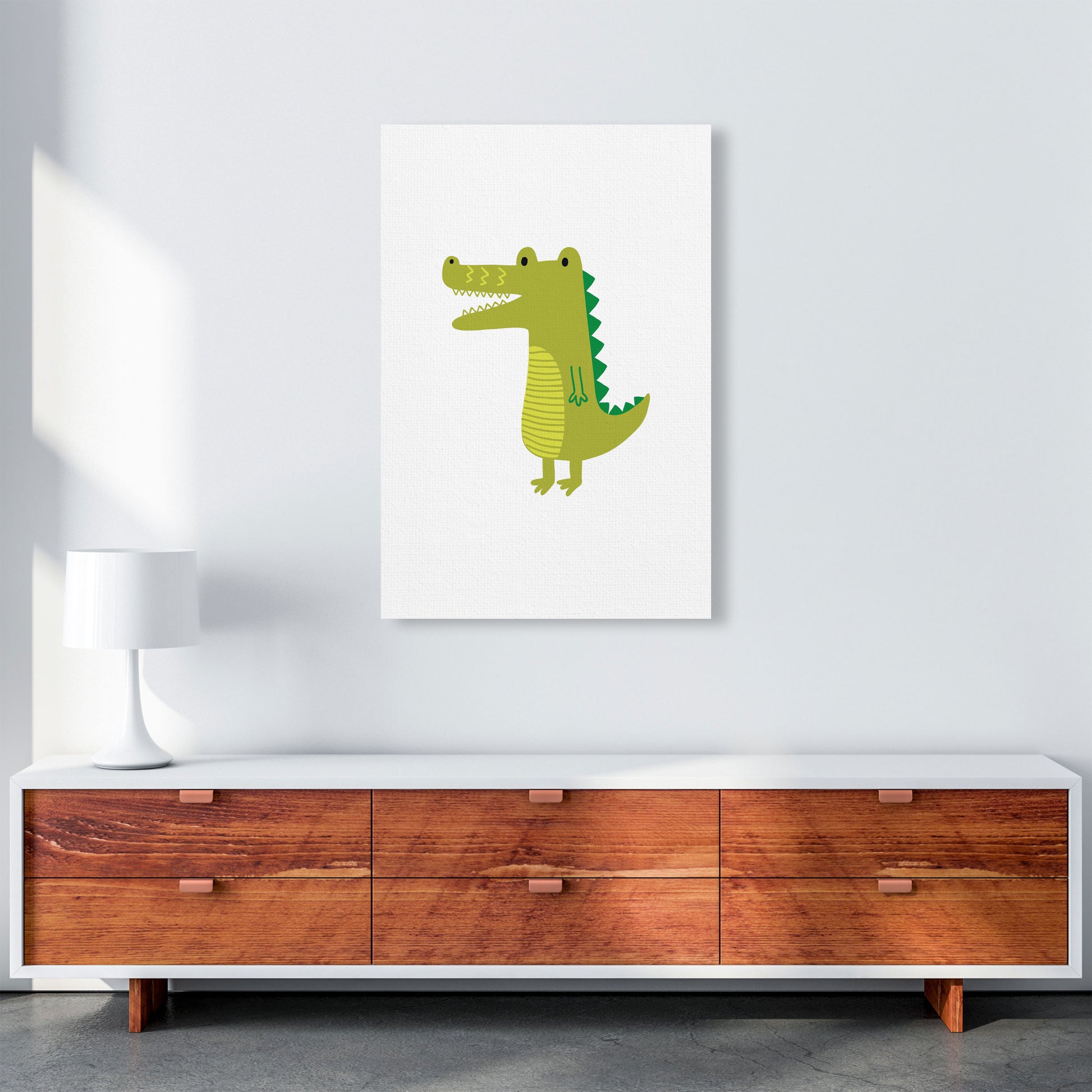 Children&#39;s Animals, Alligator Modern Print A1 Canvas