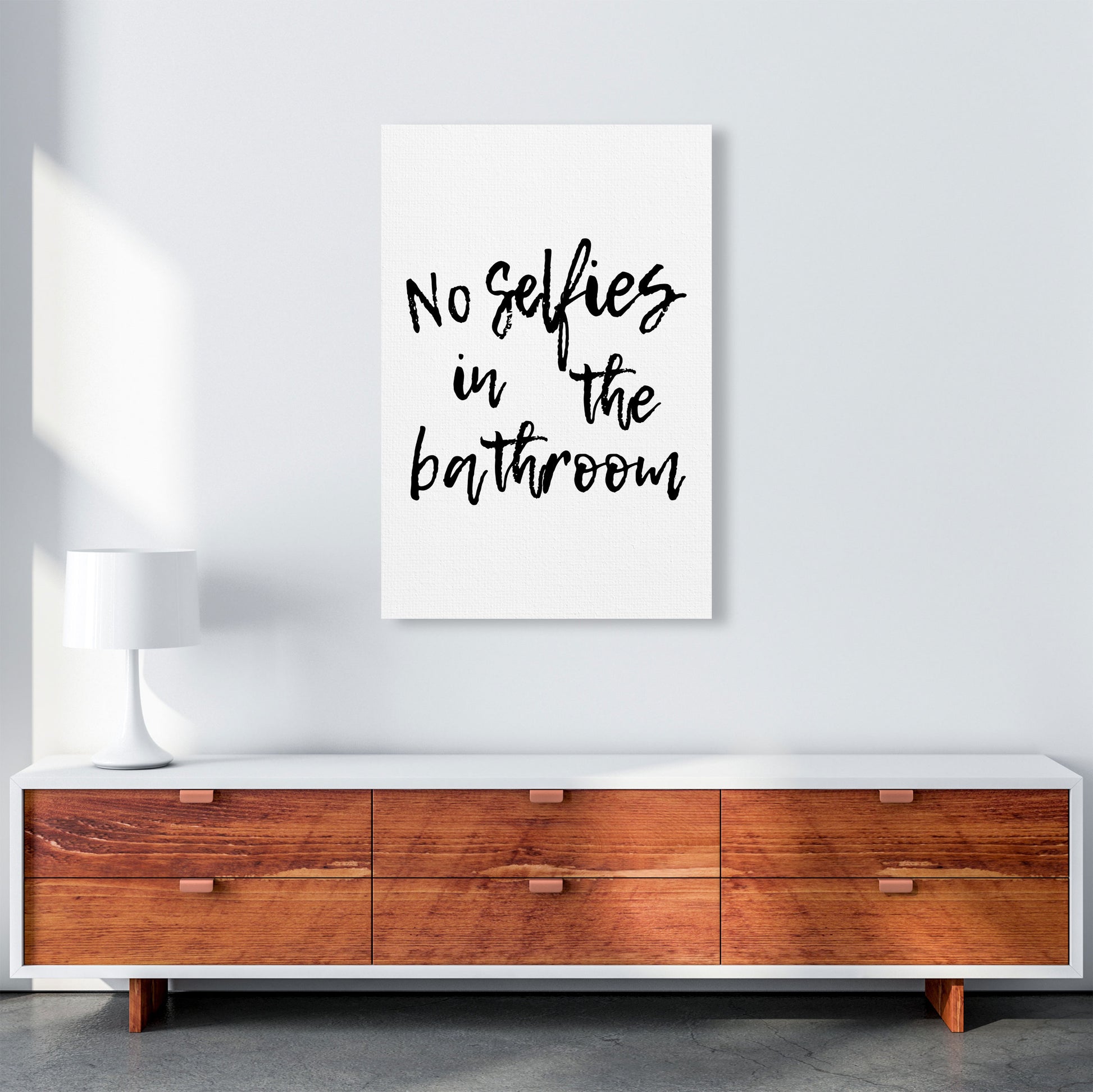 No Selfies, Bathroom Modern Print, Framed Bathroom Wall Art A1 Canvas