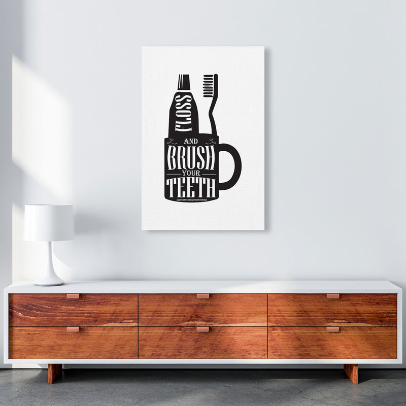 Brush Your Teeth, Bathroom Modern Print, Framed Bathroom Wall Art A1 Canvas