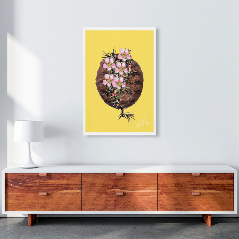 Yellow Burger Food Print, Framed Kitchen Wall Art A1 Canvas