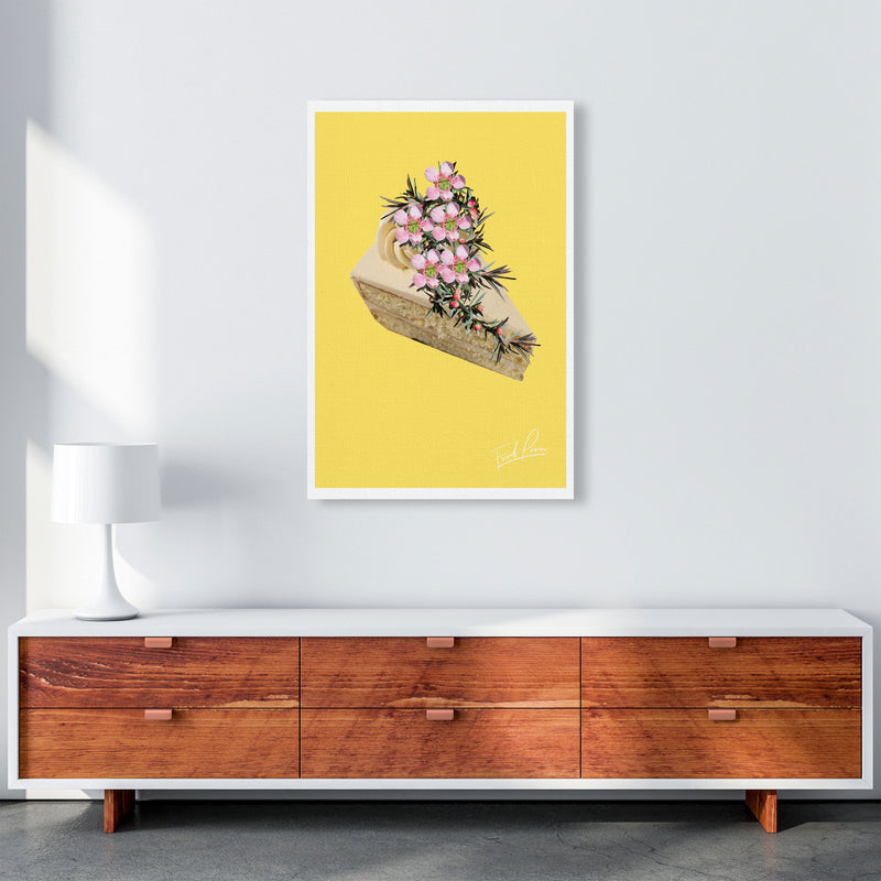 Yellow Cake Food Print, Framed Kitchen Wall Art A1 Canvas