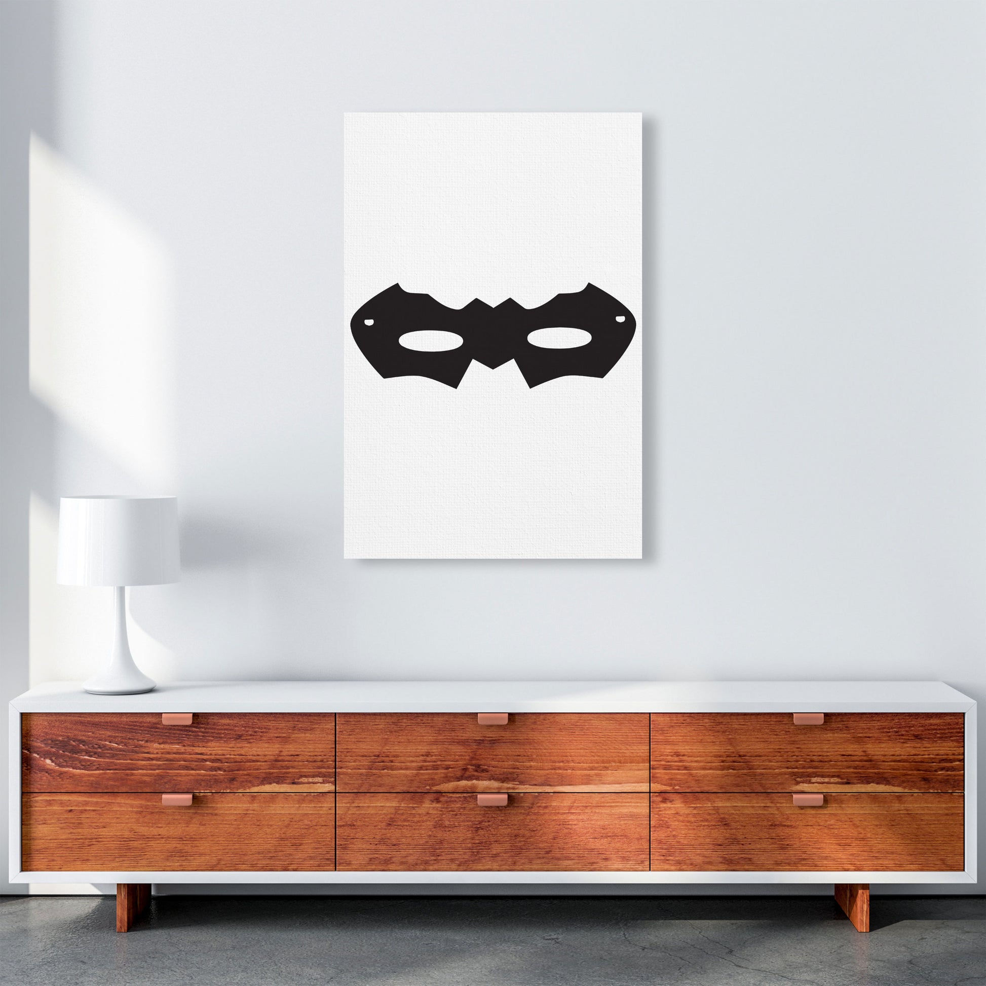 Superhero Mask Framed Nursey Wall Art Print A1 Canvas