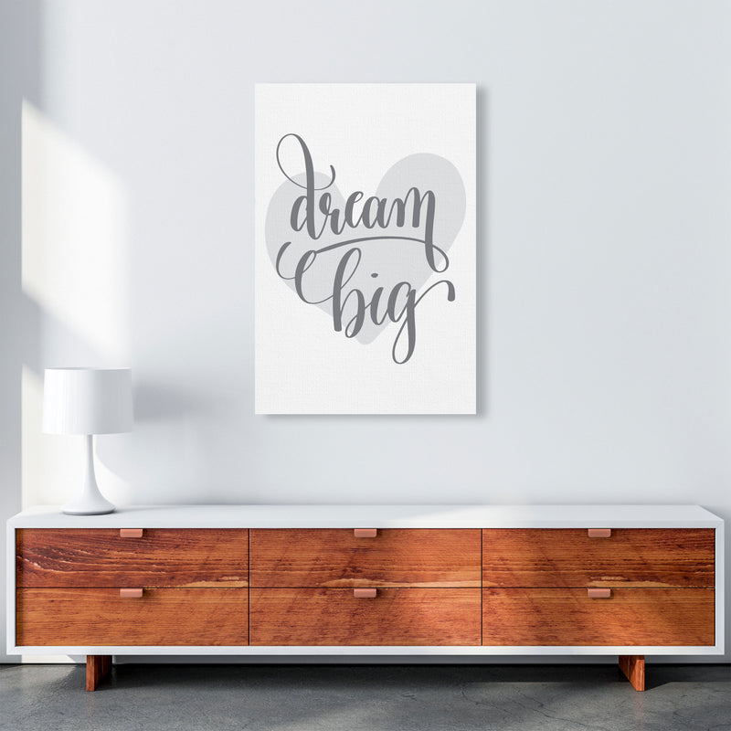Dream Big Grey Heart Framed Nursey Wall Art Print A1 Canvas
