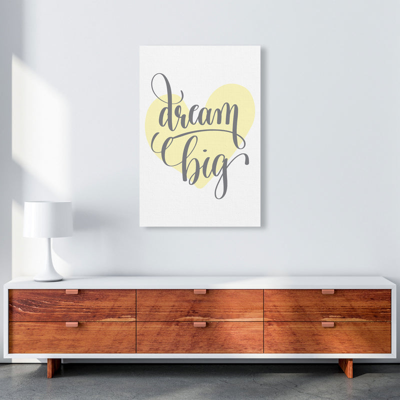 Dream Big Yellow Heart Framed Nursey Wall Art Print A1 Canvas