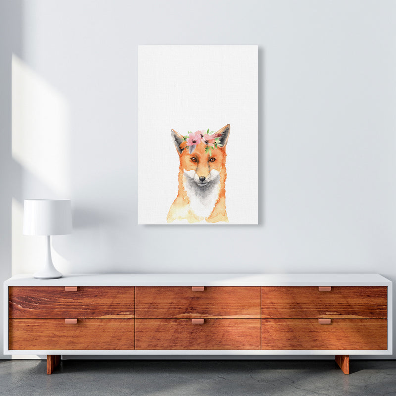 Forest Friends, Floral Fox Modern Print Animal Art Print A1 Canvas