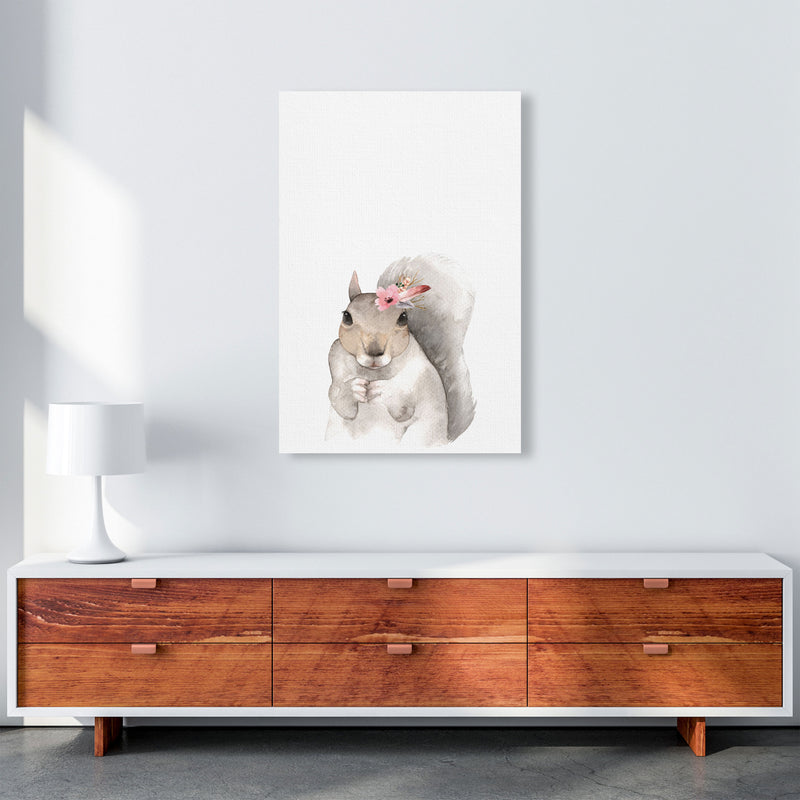 Forest Friends, Floral Cute Squirrel Modern Print Animal Art Print A1 Canvas