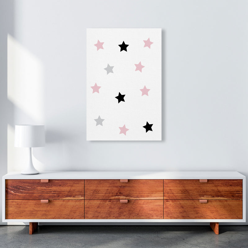 Pink Black And Grey Stars Modern Print A1 Canvas