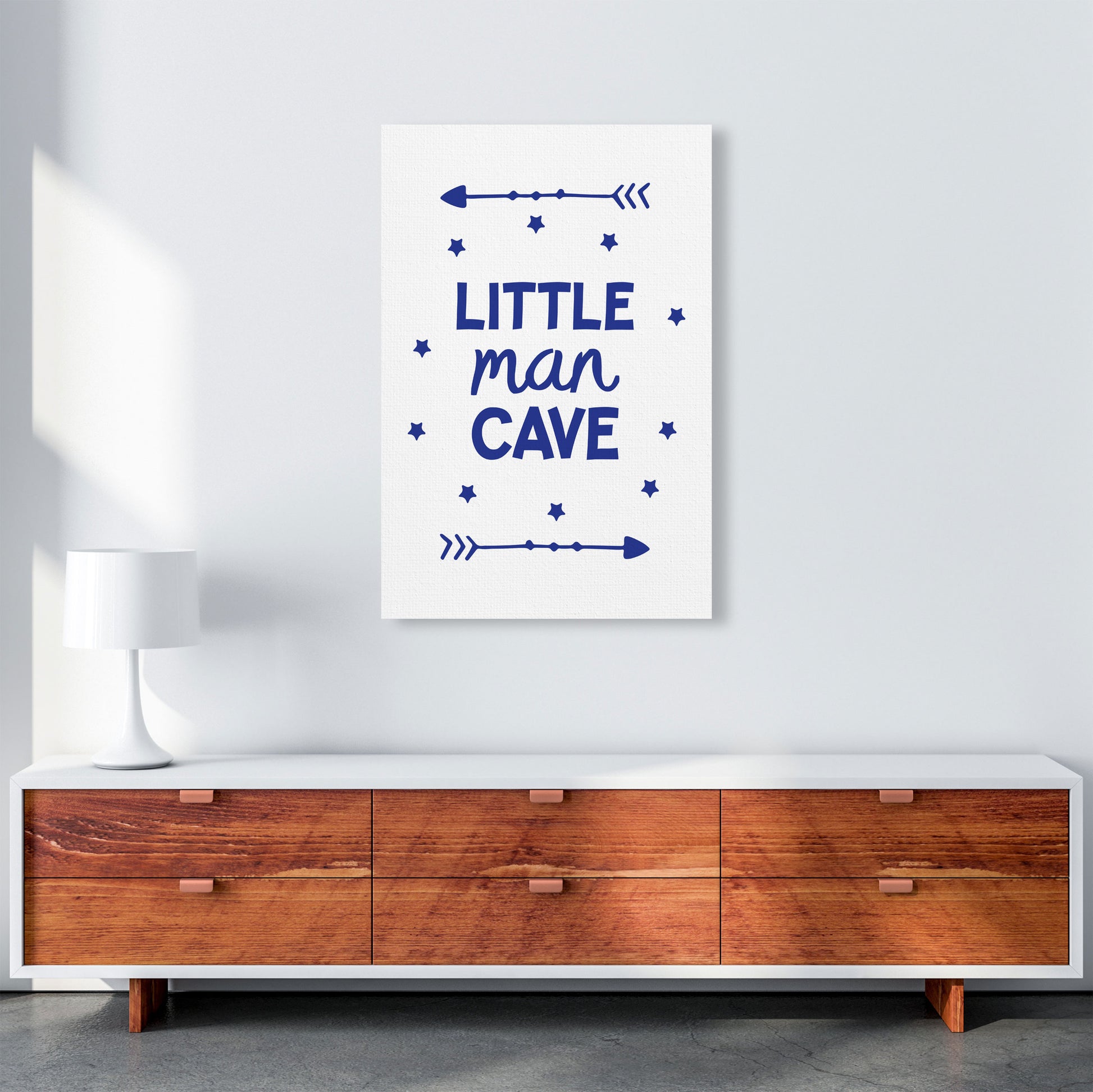 Little Man Cave Navy Arrows Framed Nursey Wall Art Print A1 Canvas