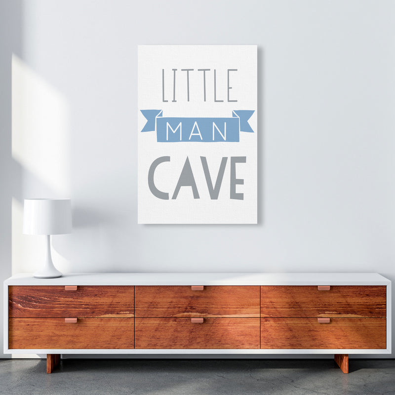 Little Man Cave Blue Banner Framed Nursey Wall Art Print A1 Canvas
