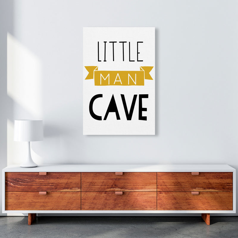 Little Man Cave Mustard Banner Framed Nursey Wall Art Print A1 Canvas