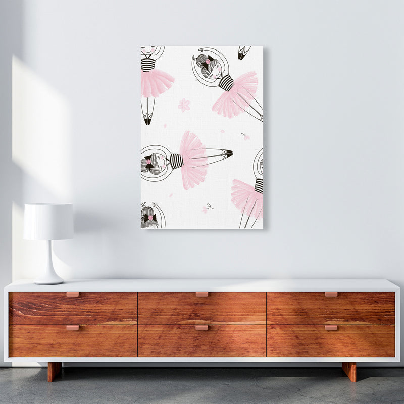 Ballerina Repeat Pattern Framed Nursey Wall Art Print A1 Canvas