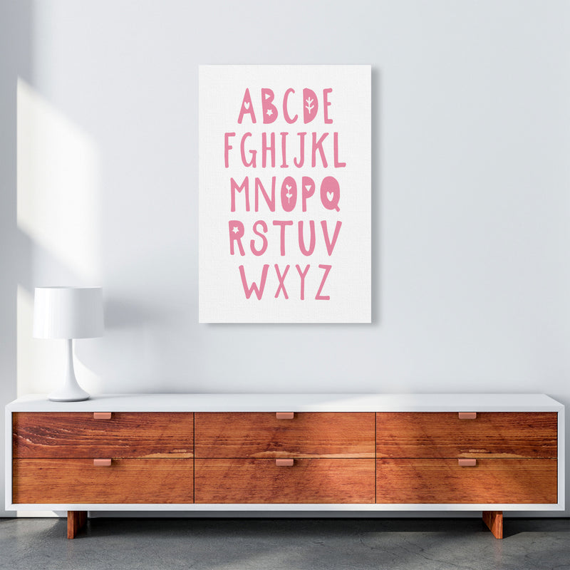 Bright Pink Alphabet Framed Nursey Wall Art Print A1 Canvas