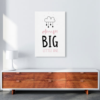 Dream Big Little One Pink And Black Framed Nursey Wall Art Print A1 Canvas