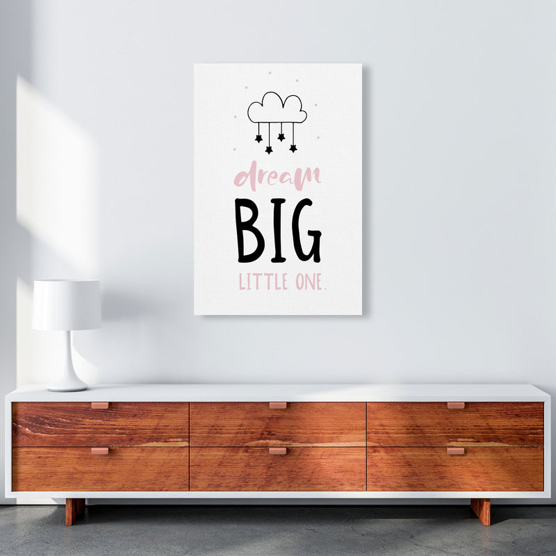 Dream Big Little One Pink And Black Framed Nursey Wall Art Print A1 Canvas