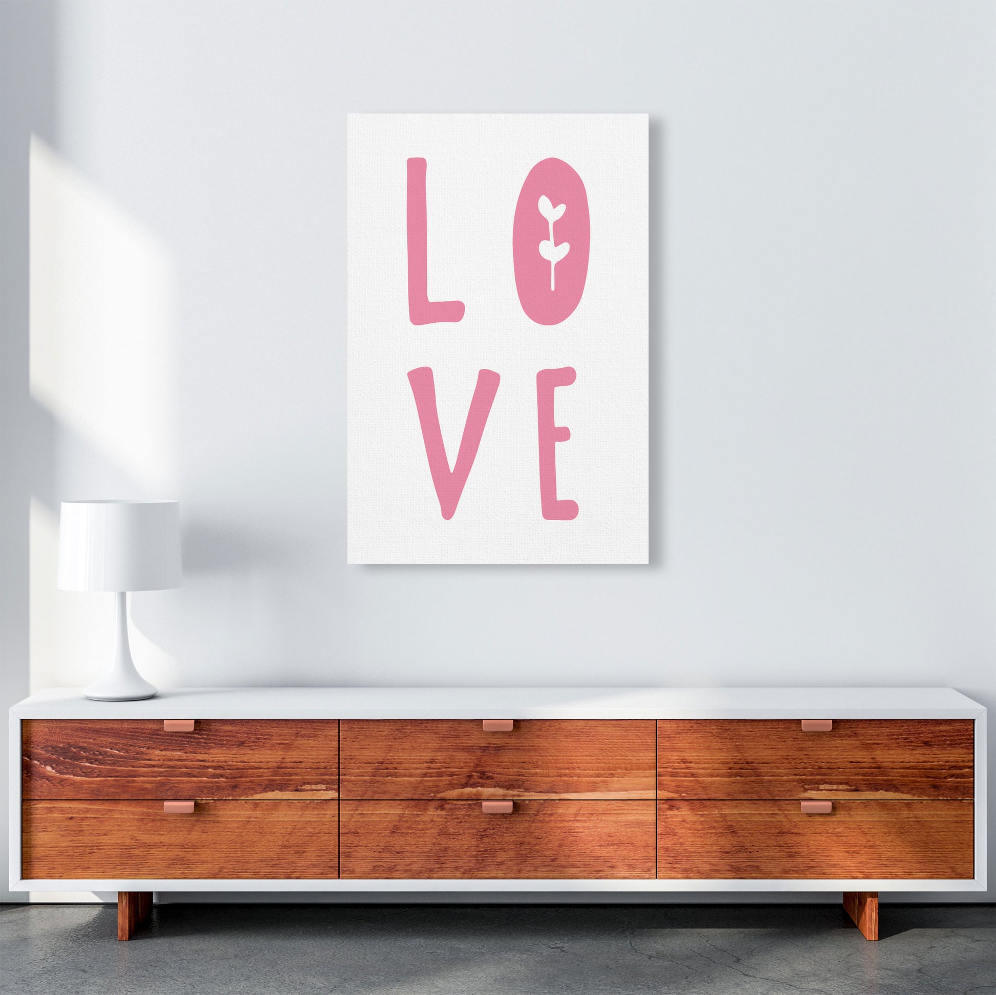 Love Pink Framed Typography Wall Art Print A1 Canvas