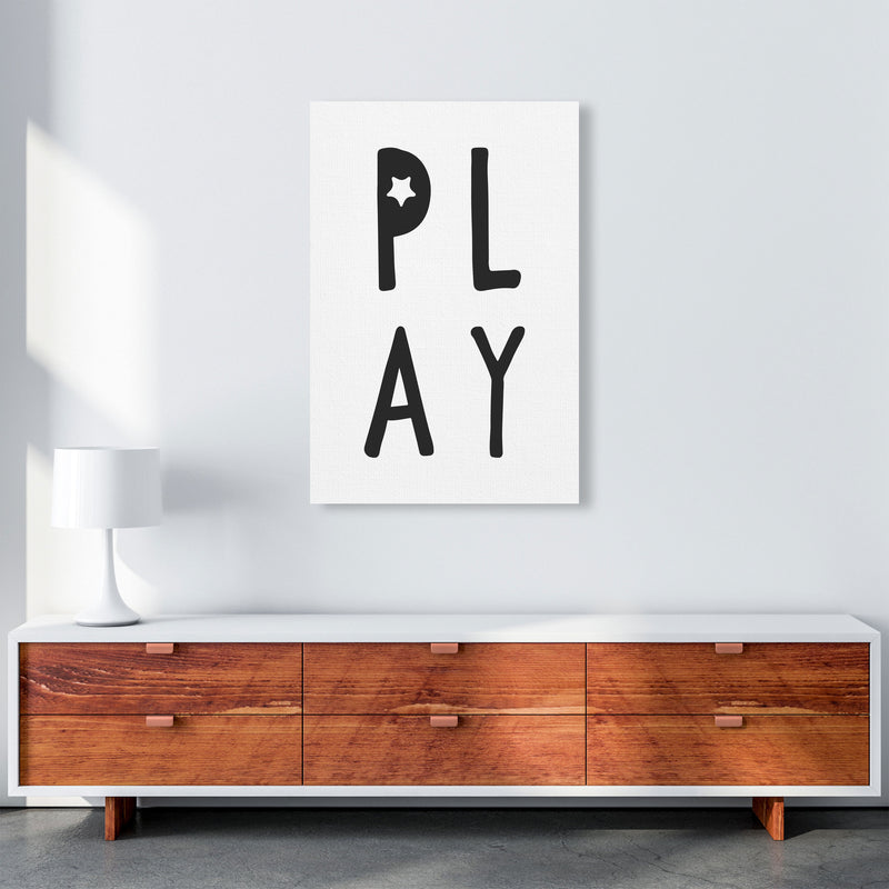 Play Black Framed Typography Wall Art Print A1 Canvas