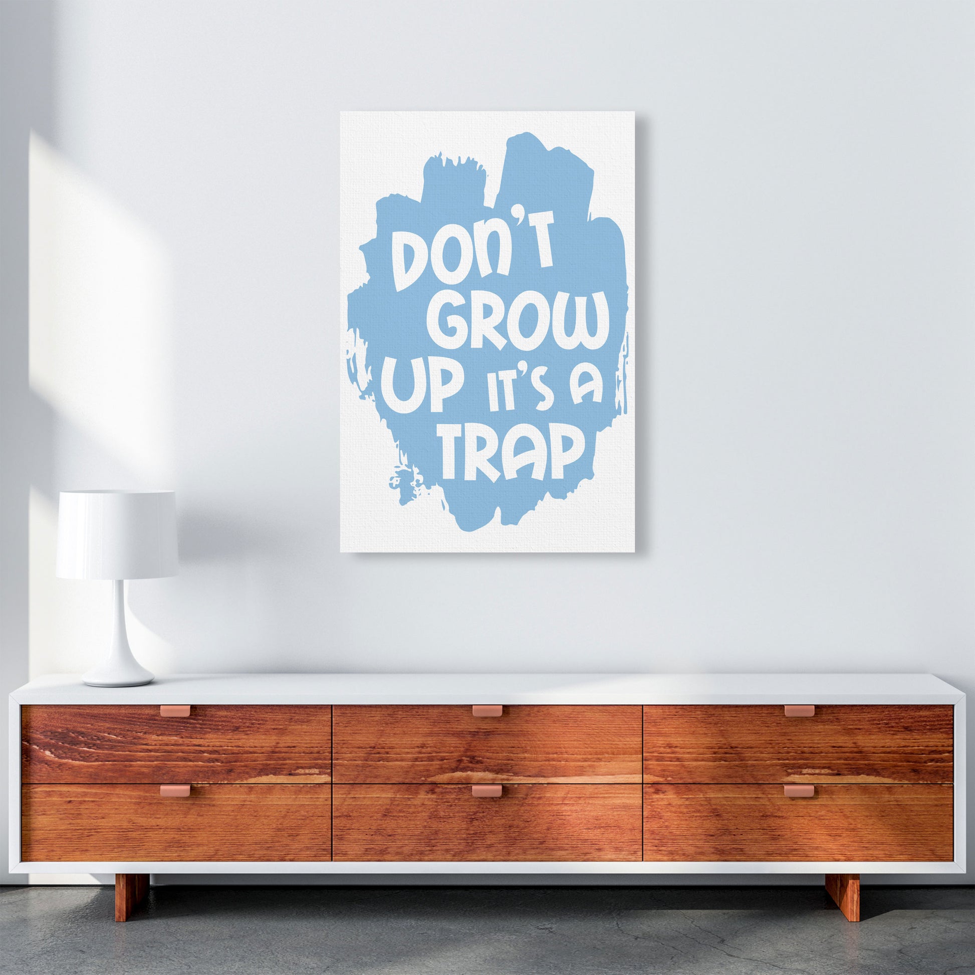 Don&#39;t Grow Up It&#39;s A Trap Blue Framed Typography Wall Art Print A1 Canvas