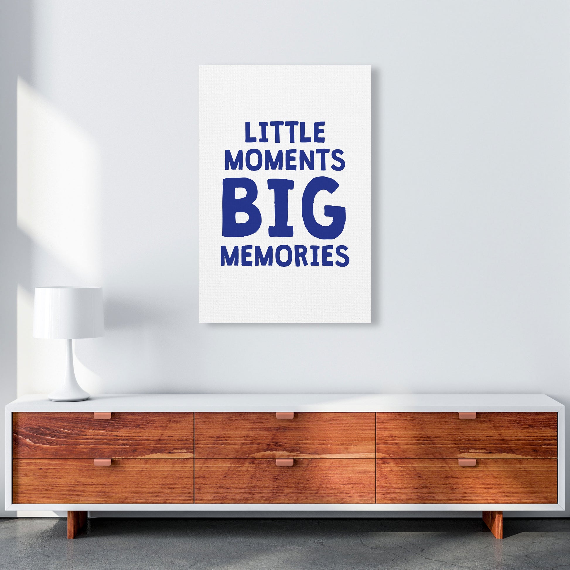 Little Moments Big Memories Navy Framed Nursey Wall Art Print A1 Canvas