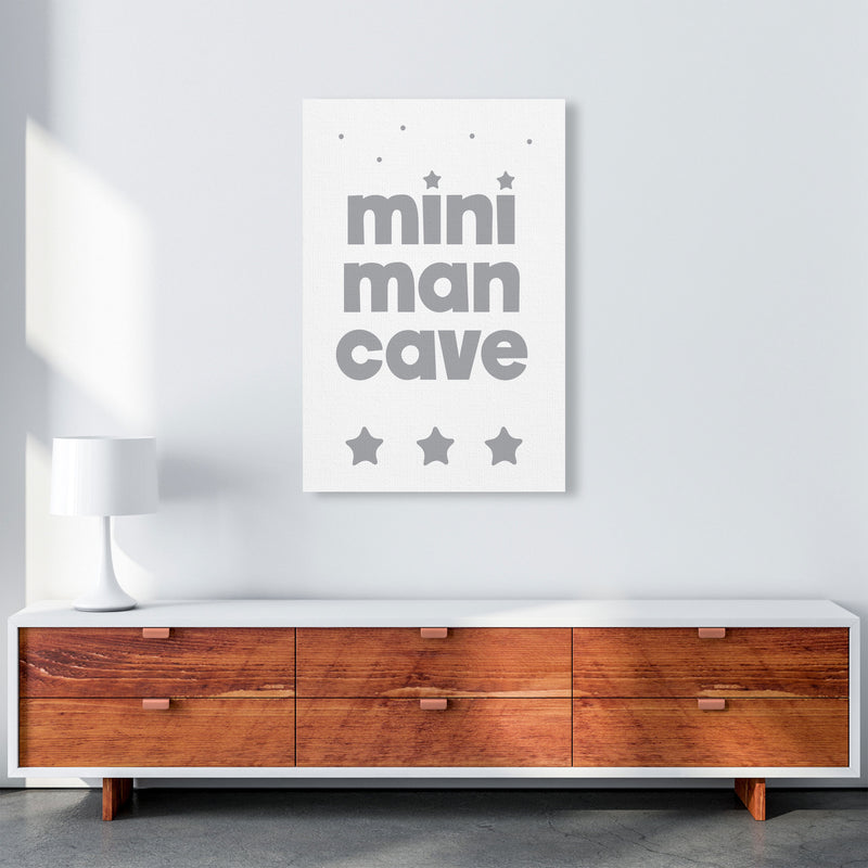 Mini Man Cave Grey Framed Nursey Wall Art Print A1 Canvas