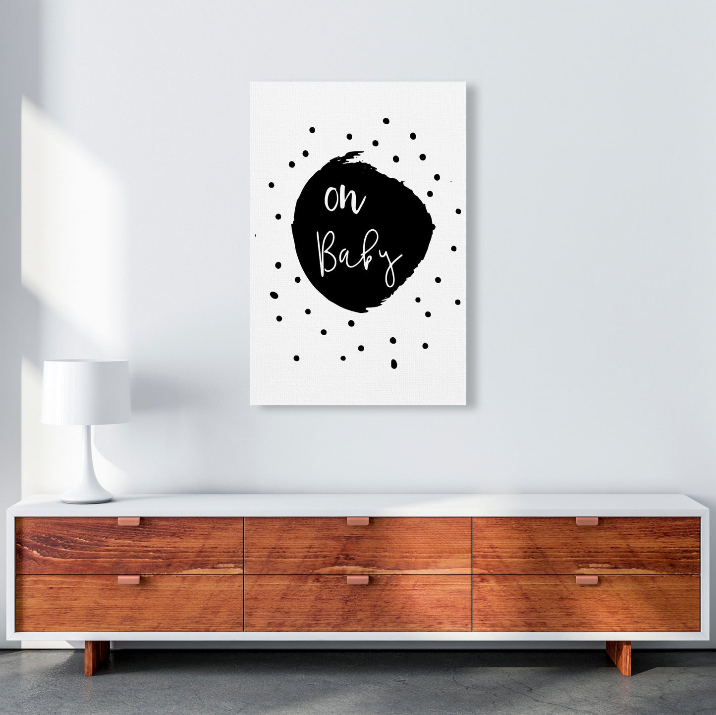 Oh Baby Black Framed Typography Wall Art Print A1 Canvas