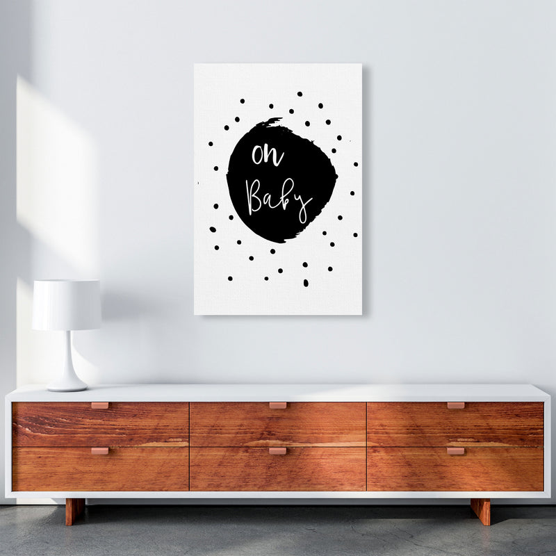 Oh Baby Black Framed Typography Wall Art Print A1 Canvas