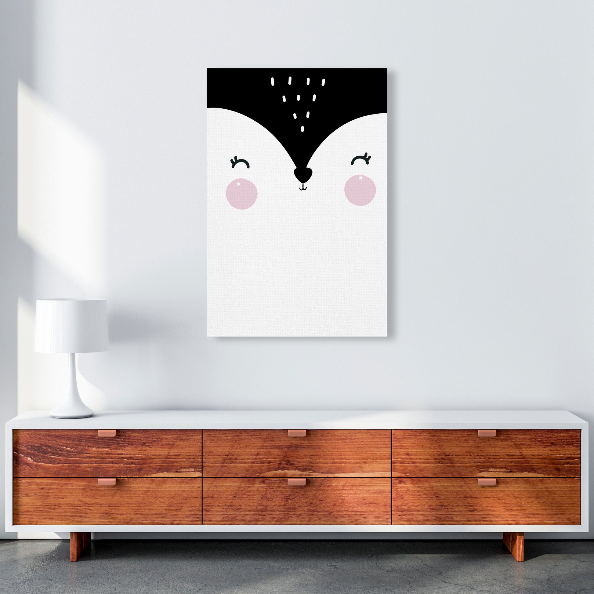 Penguin Face Scandi Modern Print A1 Canvas