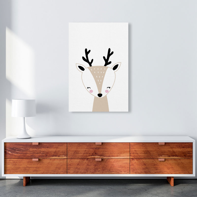 Scandi Beige Deer Framed Nursey Wall Art Print A1 Canvas