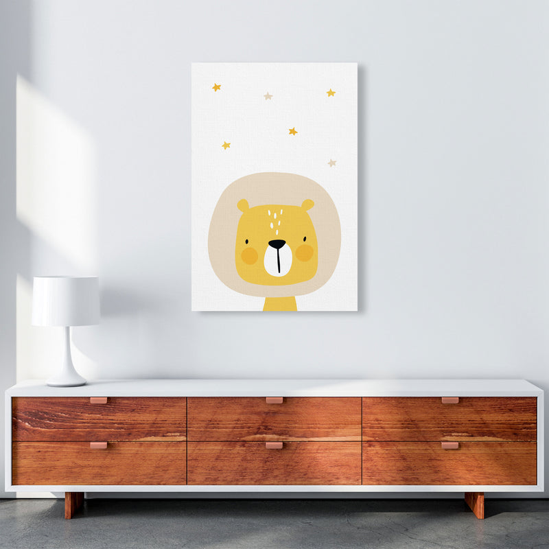 Scandi Lion And Stars Framed Nursey Wall Art Print A1 Canvas