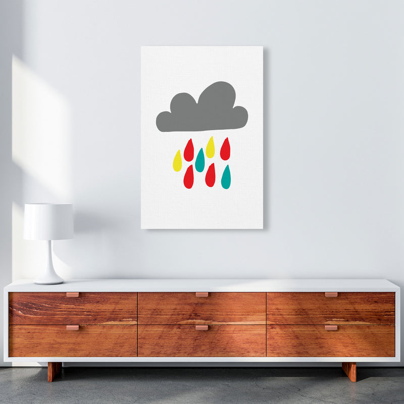 Grey Rain Cloud Framed Nursey Wall Art Print A1 Canvas