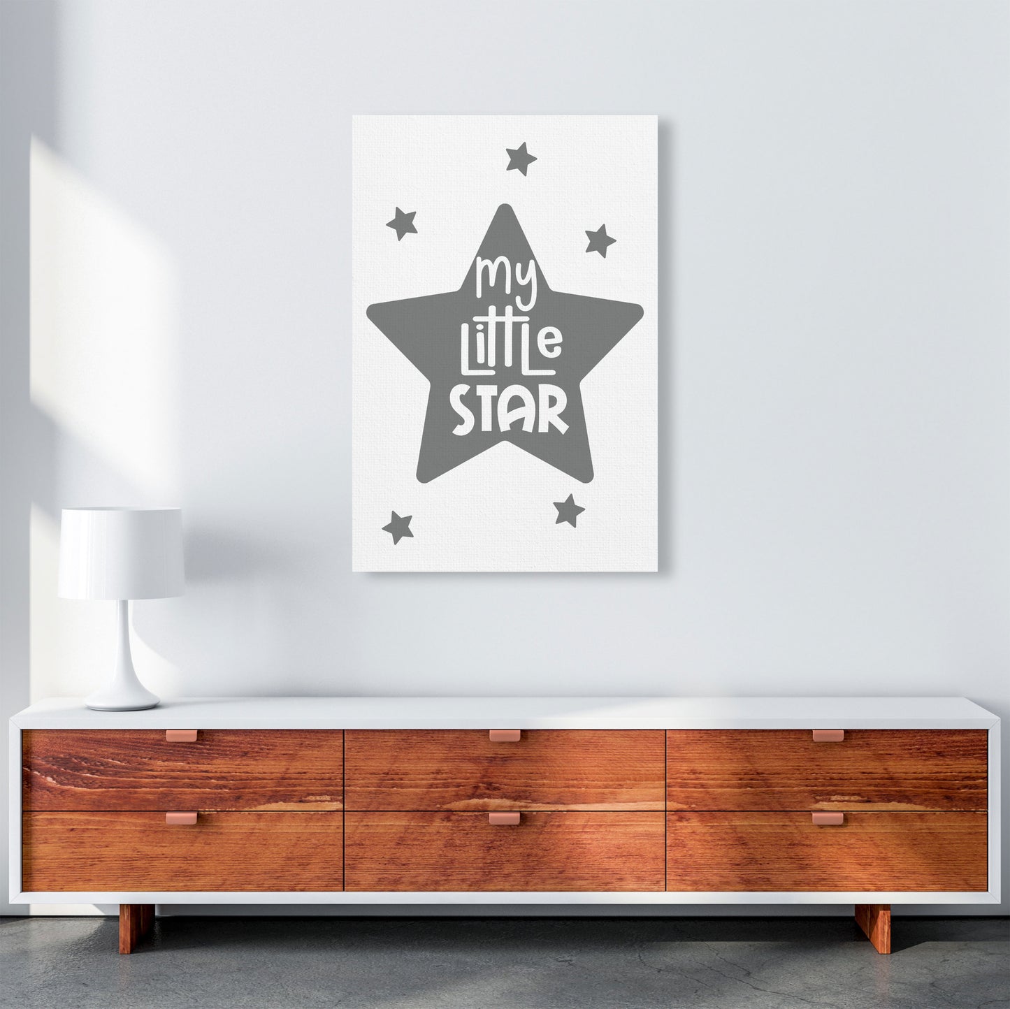 My Little Star Grey Framed Nursey Wall Art Print A1 Canvas