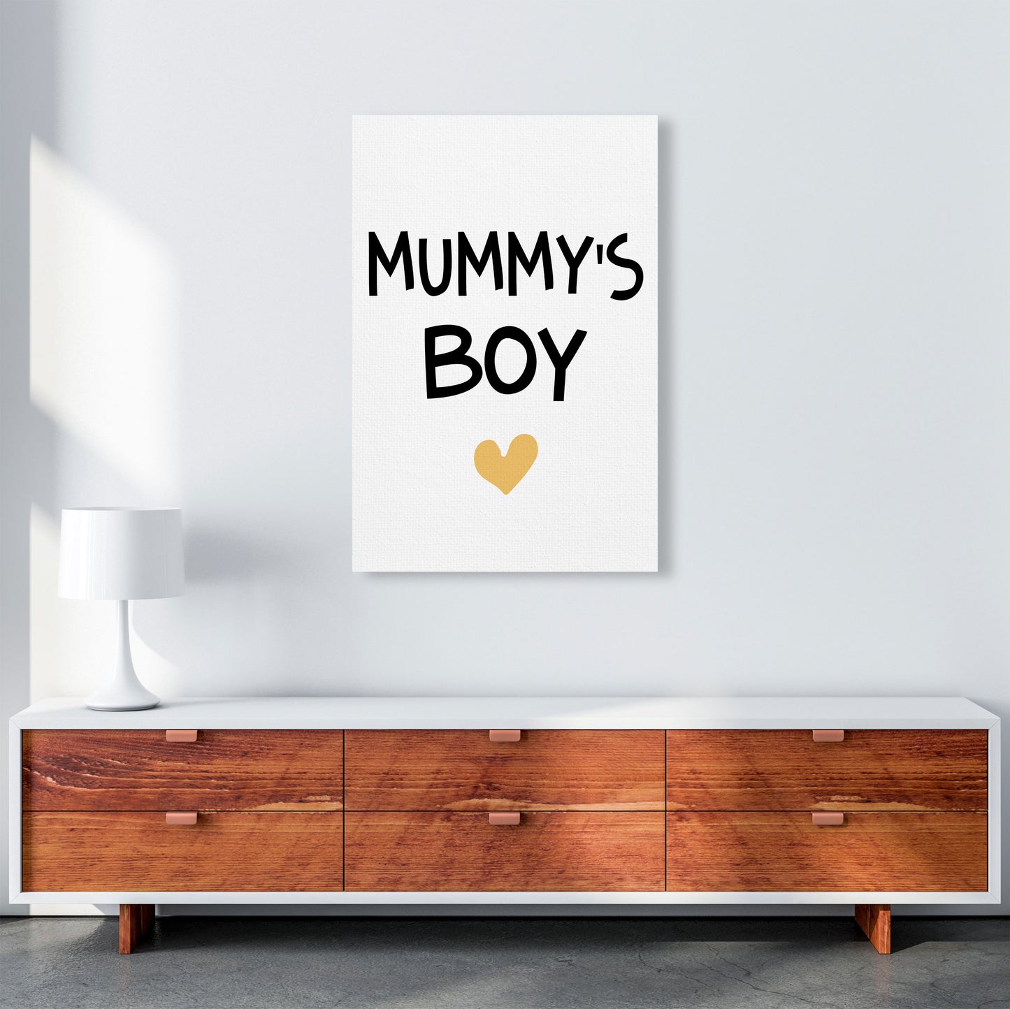 Mummy&#39;s Boy Mustard Framed Nursey Wall Art Print A1 Canvas