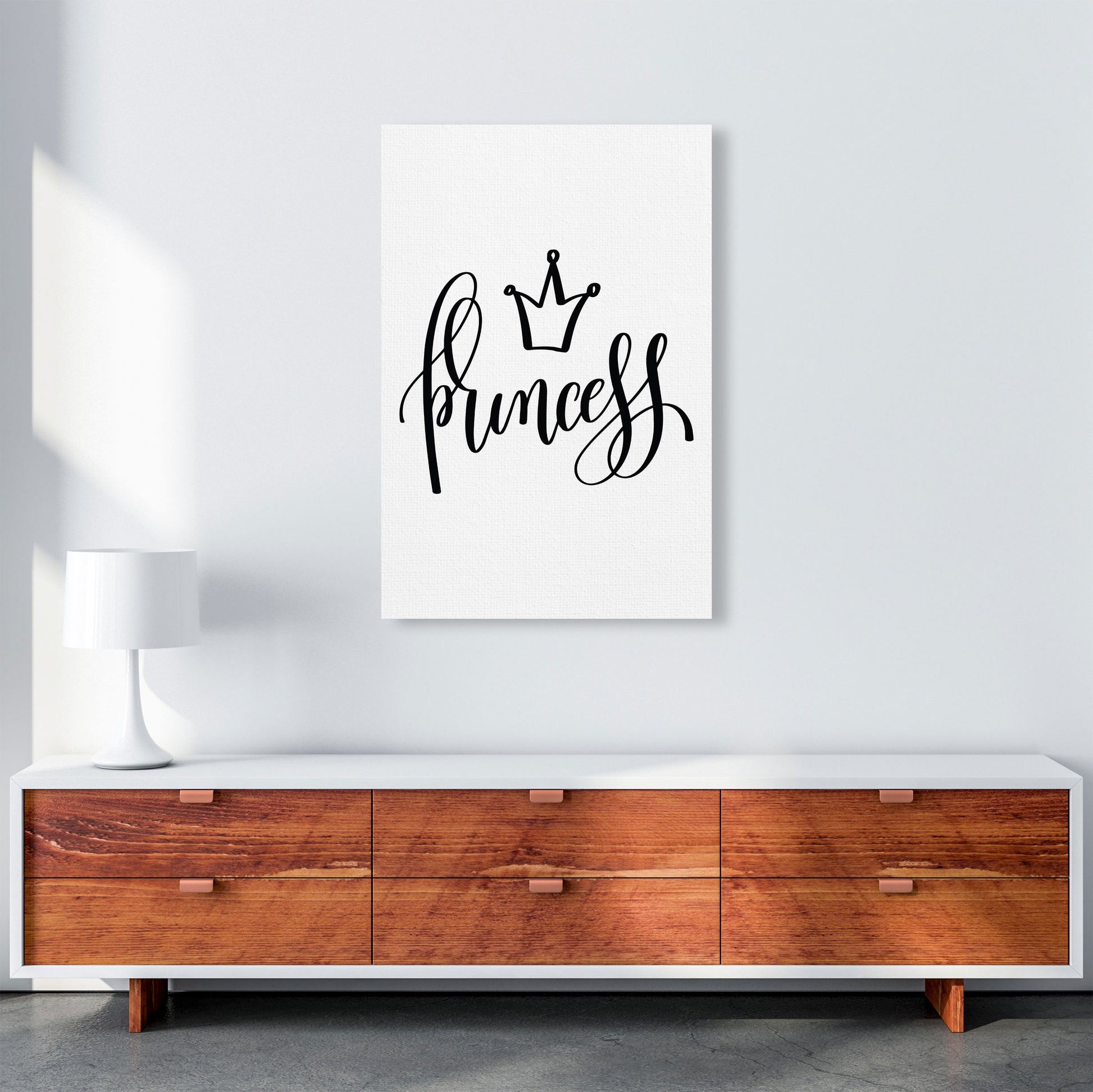 Princess Black Framed Nursey Wall Art Print A1 Canvas