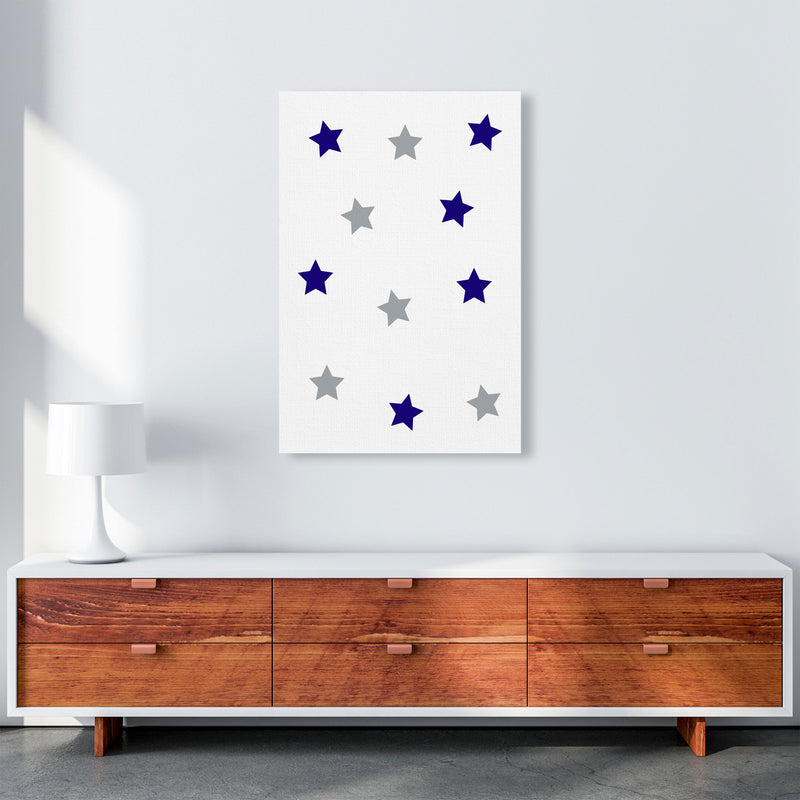 Navy And Grey Stars Modern Print A1 Canvas