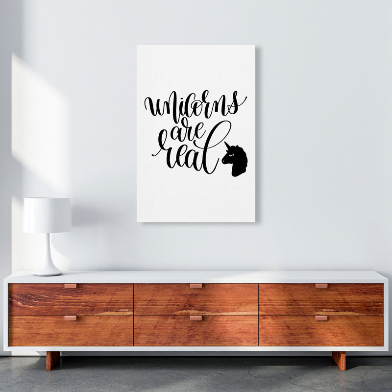 Unicorns Are Real Black Framed Nursey Wall Art Print A1 Canvas