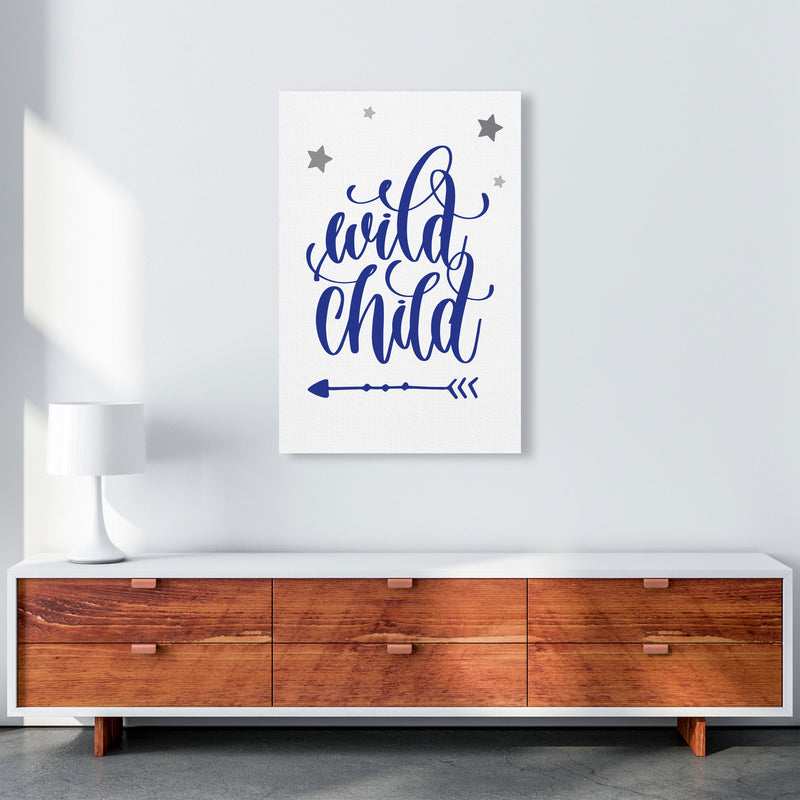 Wild Child Navy Framed Nursey Wall Art Print A1 Canvas