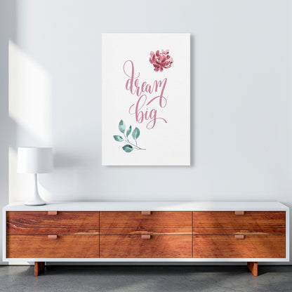 Dream Big Pink Floral Framed Typography Wall Art Print A1 Canvas