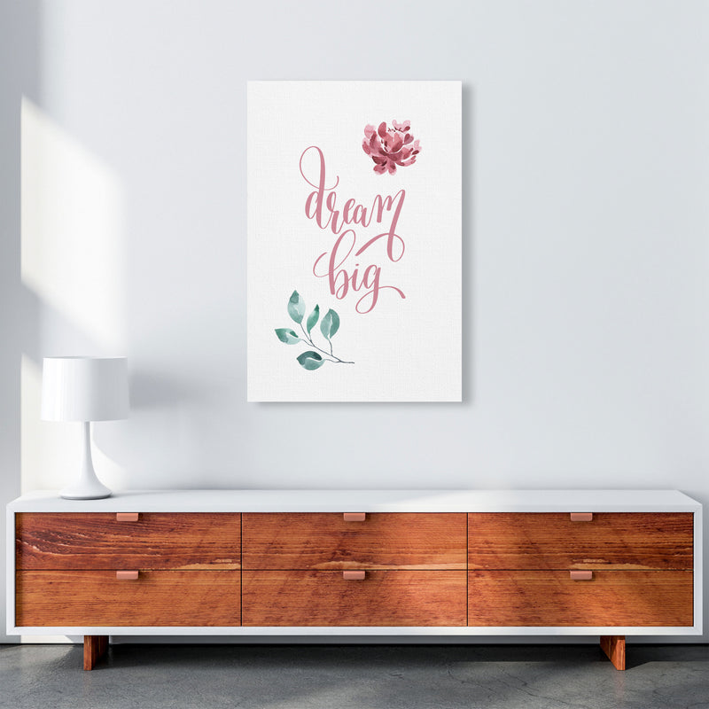 Dream Big Pink Floral Framed Typography Wall Art Print A1 Canvas